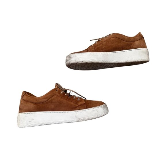 Jenni Kayne Suede Leather Leace Up Platform Sneakers Women 38 7.5 Honey Brown - Picture 3 of 16